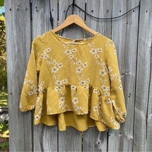 Amazon Essentials Mustard Floral Blouse